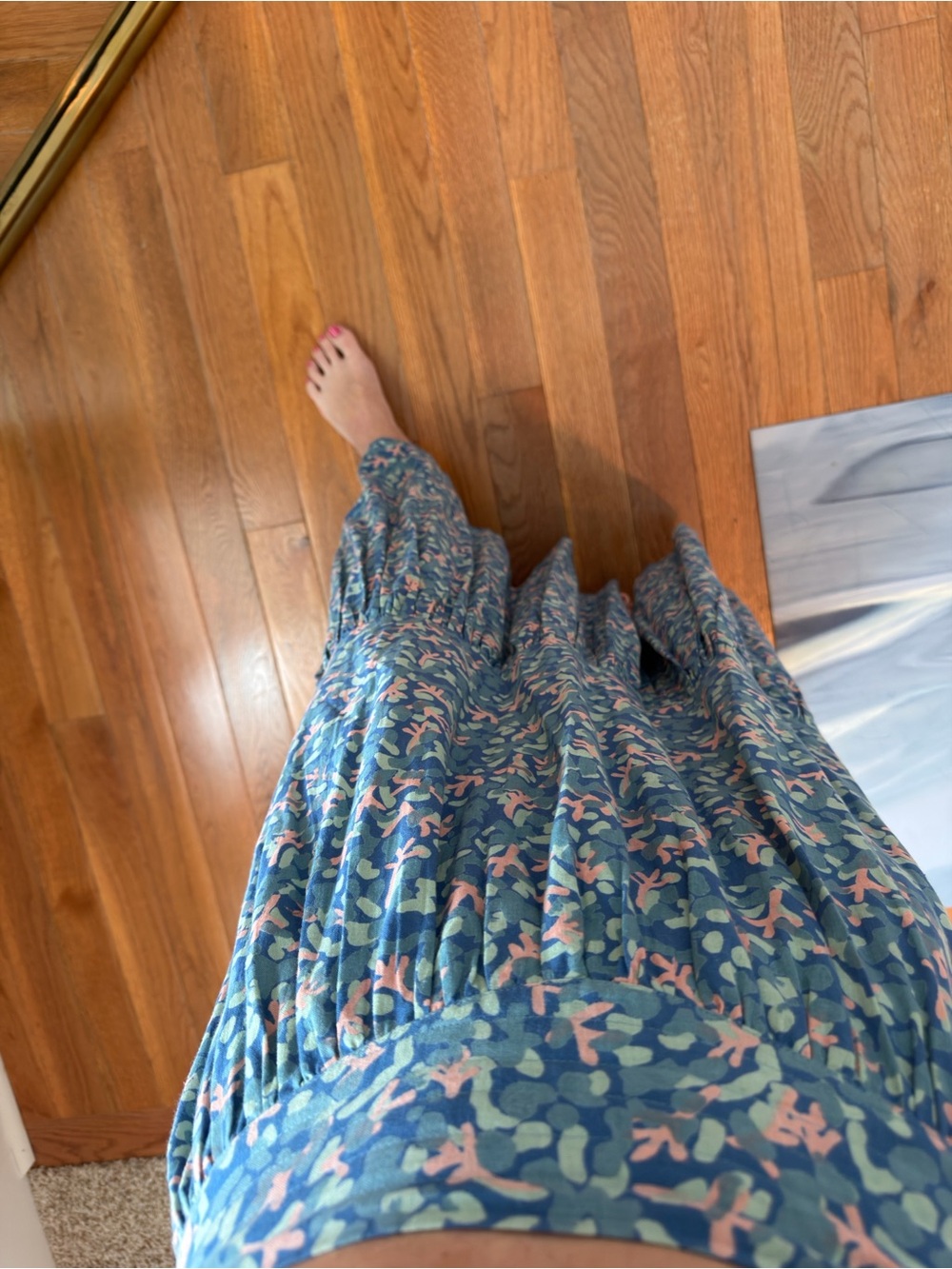 MIRTH Blue pattern Maxi Skirt - Lightweight Tiered Summer Skirt - Picture 8 of 8